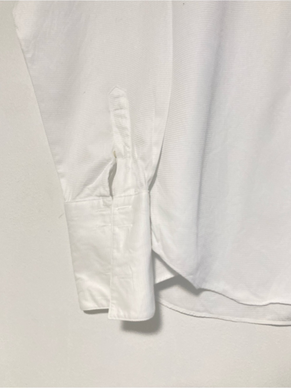 David Donahue Mens White Cotton Dress Shirt French Cuff  Horizontal Rib 17 34/35 - Picture 4 of 16